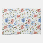 Linge De Cuisine Pretty Red Blue Flowers Birthday (Horizontal)