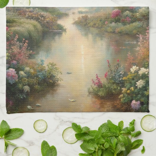 Linge De Cuisine Pretty Scenic Lake (Plié)
