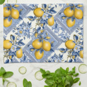 Linge De Cuisine Pretty Talavera Tile All-Over Print Lemons (Plié)