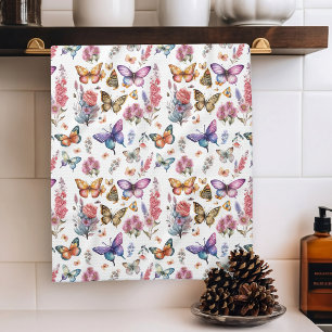 Linge De Cuisine Pretty Watercolor Butterfly Floral Garden Pattern