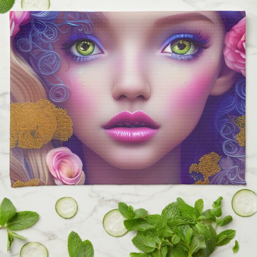 Linge De Cuisine Princesse Fleur inspirée par la culture ukrainienn (Plié)