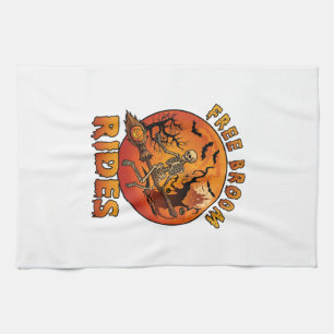 Linge De Cuisine Promenades à balai gratuites Halloween Squelette C