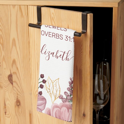 Linge De Cuisine Proverbes 31 Élégante fleur rose pastel (Pliage en tiers)