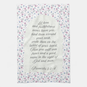Linge De Cuisine Proverbes 3:3–4 Floral Écriture Sainte