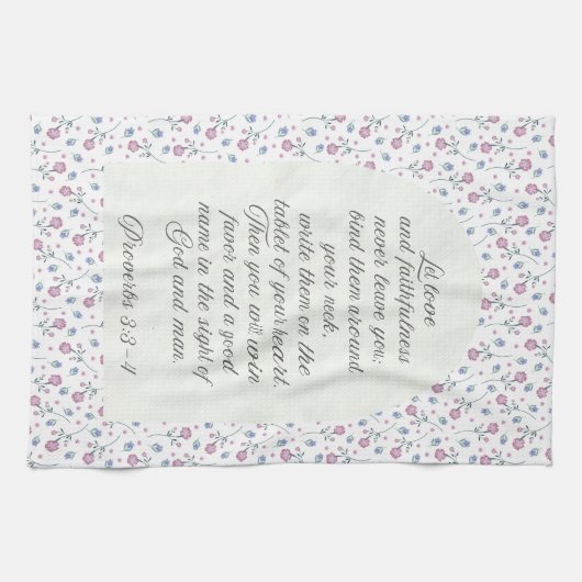 Linge De Cuisine Proverbs 3:3–4 Floral Scripture  (Horizontal)
