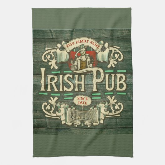 Linge De Cuisine Pub irlandais Jour de la Saint Patrick personnalis (Vertical)