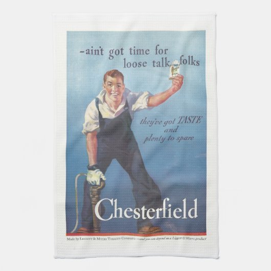 Linge De Cuisine Publicité Chesterfield Cigarettes vintage (Vertical)
