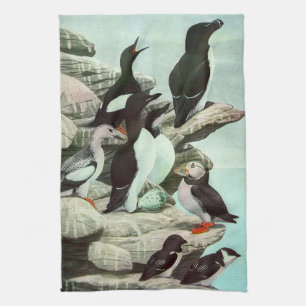 Linge De Cuisine Puffins vintages et oiseaux aquatiques de Louis Fu