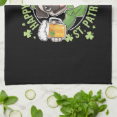 Linge De Cuisine Pug drôle de la Saint-Patrick avec chope de bière (Plié)
