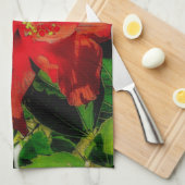 Linge De Cuisine Puissance des fleurs rouges (Quart Plié)