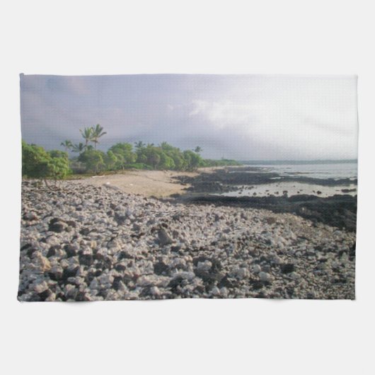 Linge De Cuisine PunaluGu Plage de sable noir Hawaii Big Island (Horizontal)
