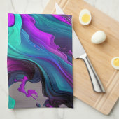 Linge De Cuisine Purple Aqua Turquoise Belle Flûte Abstraite (Quart Plié)