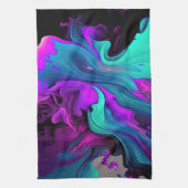 Linge De Cuisine Purple Aqua Turquoise Belle Flûte Abstraite (Vertical)
