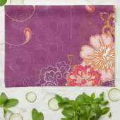 Linge De Cuisine Purple avec de grandes fleurs Tea Towel Cuisine Se (Plié)