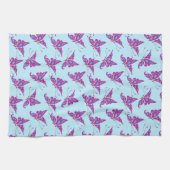 Linge De Cuisine Purple Butterflies on Light Blue, Butterfly Print (Horizontal)