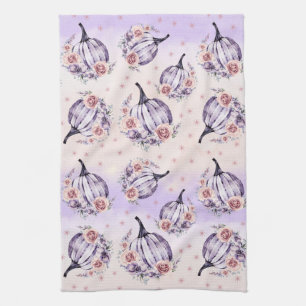 Linge De Cuisine Purple citrouille mignon fleurs automne fleurs