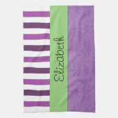Linge De Cuisine Purple Damask, Purple Stripes, Stripe, Votre Nom (Vertical)
