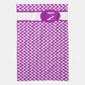 Linge De Cuisine Purple Elegant Chevron Design avec monogramme (Vertical)
