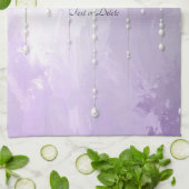 Linge De Cuisine Purple Flowers with Dangling Pearls Kitchen Towel (Plié)
