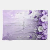 Linge De Cuisine Purple Flowers with Dangling Pearls Kitchen Towel (Horizontal)