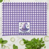 Linge De Cuisine Purple Gingham Halloween Witch Hat and Bats (Plié)
