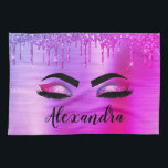 Linge De Cuisine Purple Glitter Sparkle Eyelashes Monogram<br><div class="desc">Purple Faux Foil Parties scintillant d'étincelle métallique broyée Monogramme de métal brossé Nom et cils initiaux (cils), Extensions d'oreille et serviette de cuisine des yeux. Le design fait le cadeau parfait pour 16 ans, mariage, douche nuptiale, anniversaire, baby shower ou bachelorette pour quelqu'un à la recherche d'un style cool tendance....</div>