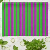 Linge De Cuisine Purple Green Stylish Stripes Pattern Design (Plié)