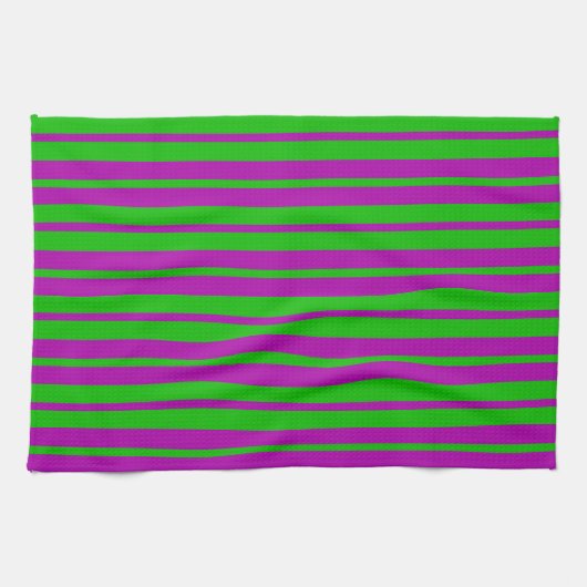 Linge De Cuisine Purple Green Stylish Stripes Pattern Design (Horizontal)