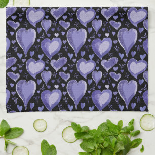 Linge De Cuisine Purple Hearts Dessin Artistique Saint Valentin`s D
