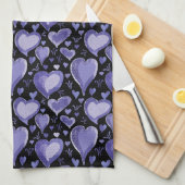 Linge De Cuisine Purple Hearts Dessin Artistique Saint Valentin`s D (Quart Plié)