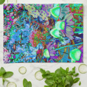 Linge De Cuisine Purple psychédélique et fleurs de jardin vert citr (Plié)