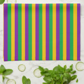 LINGE DE CUISINE PURPLE VERT JAUNE MARDI GRAS STRIPES (Plié)