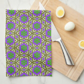 Linge De Cuisine Purple + Vert Lime Fleur Motif Tissu de cuisine (Quart Plié)