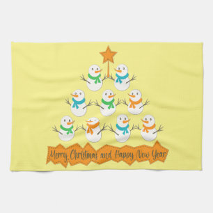 Linge De Cuisine Pyramide des sapins de Noël faite de bonhommes de 