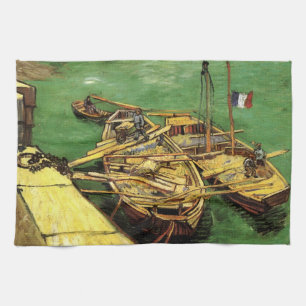 Linge De Cuisine Quai de Van Gogh avec des hommes déchargeant des p