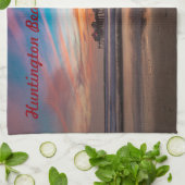 Linge De Cuisine Quai Huntington Beach Pier au coucher du soleil (Plié)