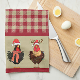Linge De Cuisine Quatre poulets Père Noël - Rouge et Tan Lumberjack