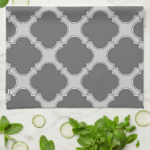Linge De Cuisine Quatrefoil dans les tons gris (Plié)