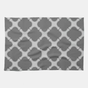 Linge De Cuisine Quatrefoil dans les tons gris