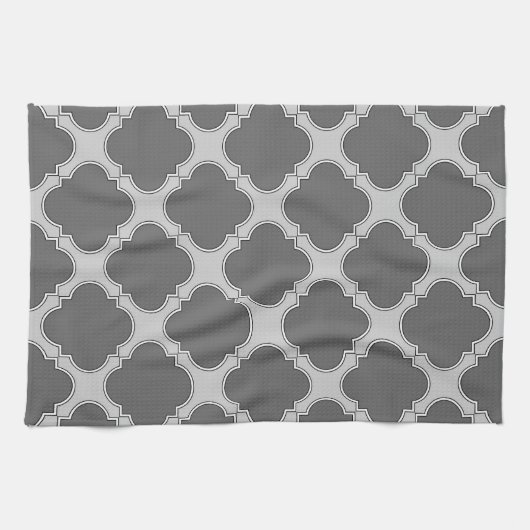 Linge De Cuisine Quatrefoil dans les tons gris (Horizontal)