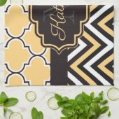 Linge De Cuisine Quatrefoil jaune (Plié)