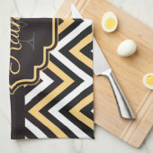 Linge De Cuisine Quatrefoil jaune (Quart Plié)