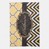 Linge De Cuisine Quatrefoil jaune (Vertical)