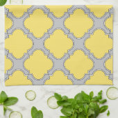 Linge De Cuisine Quatrefoil jaune et gris (Plié)