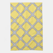Linge De Cuisine Quatrefoil jaune et gris (Vertical)
