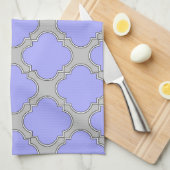 Linge De Cuisine Quatrefoil periwinkle et gris (Quart Plié)