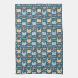 Linge De Cuisine Qu'est-ce qui est cool, Kitty Cat en bleu et jaune