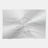 Linge De Cuisine Queue ronde papillon stylisée, effet bossé (Horizontal)