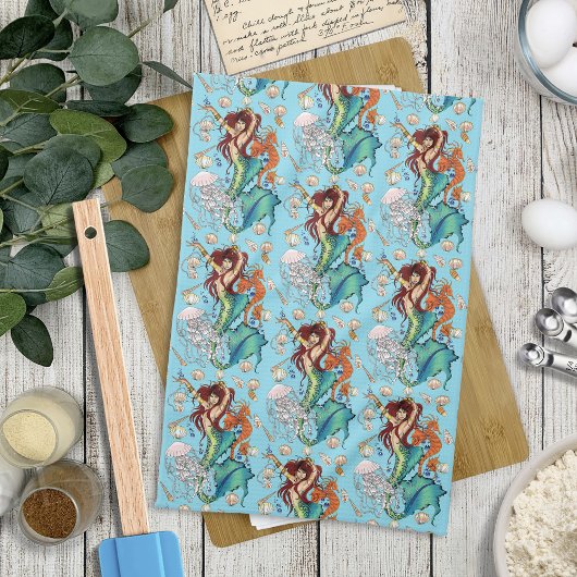 Linge De Cuisine Queue Turquoise de sirène d'Imaginaire