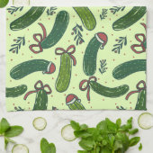 Linge De Cuisine Quirky Festive Pickles de Noël Motif (Plié)